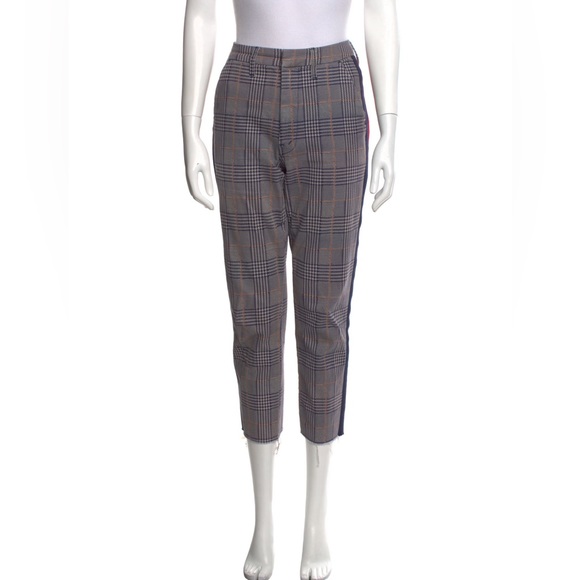MOTHER The Shaker Prep High Waist Fray Crop Plaid Pants Happy People Read - Picture 7 of 15